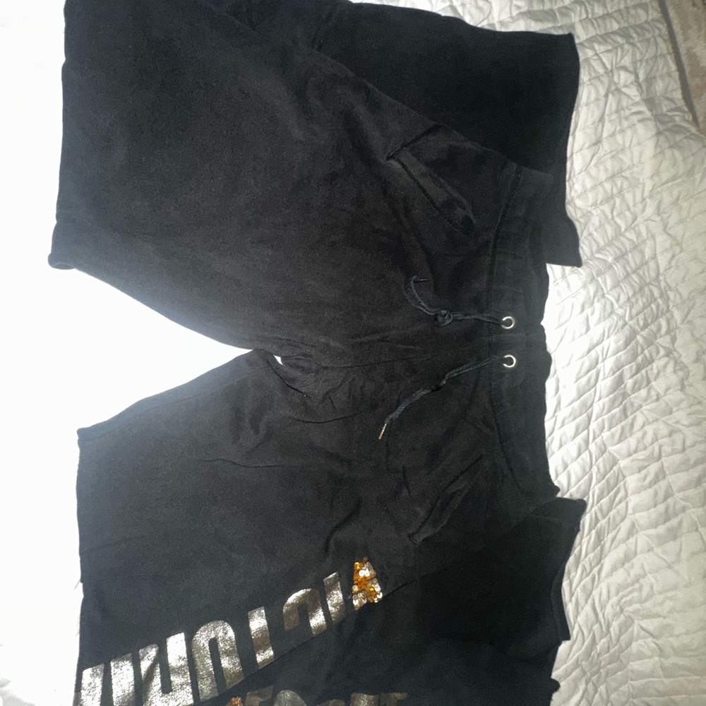 Victoria's Secret Black Track Pants with Gold Accents